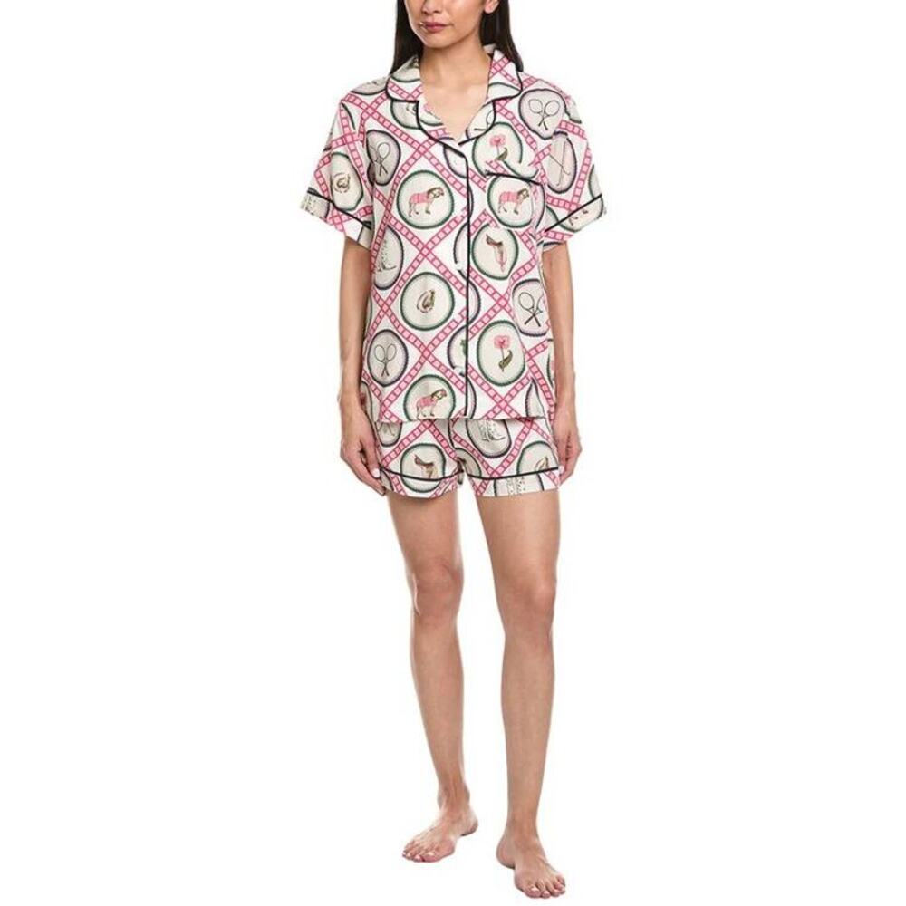 Katie Kime Saddles & Swings Pajama Set Pink L NWT Equestrian Coastal Cowgirl